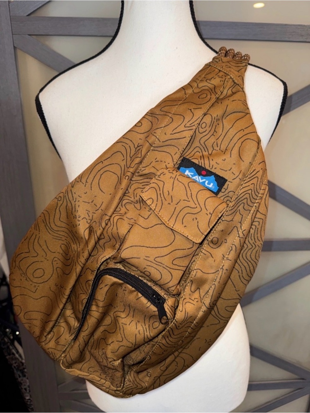Kavu Brown Topo Pattern Sling Crossbody Bag